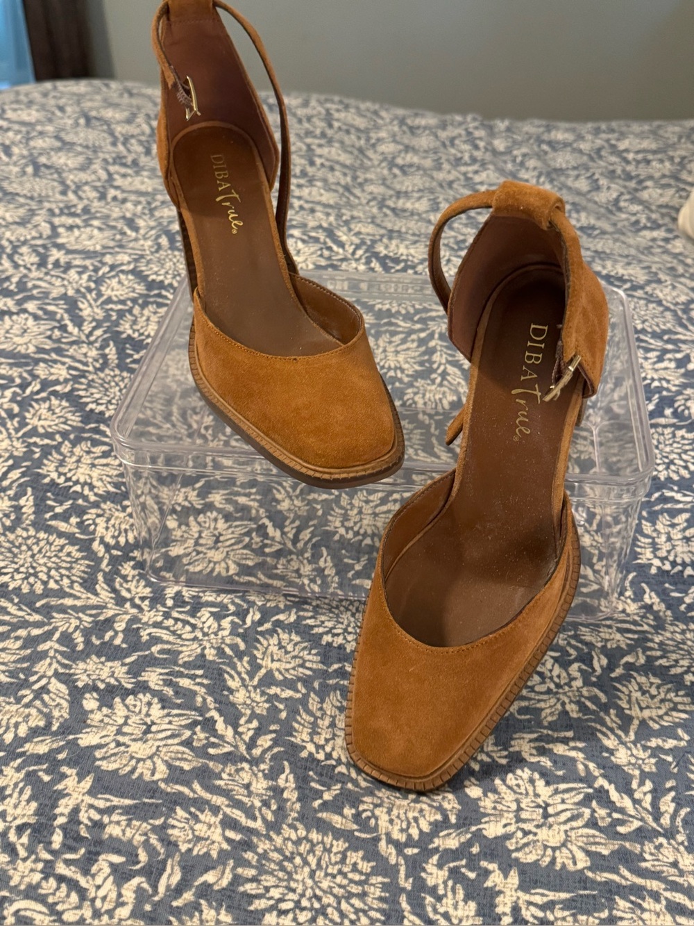 Women's Suede Ankle-Strap Pumps — Brown